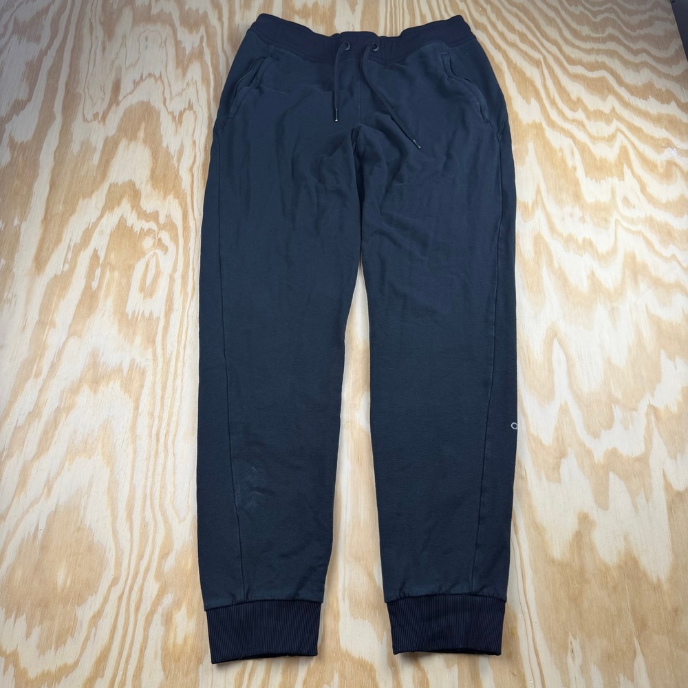 Alo Yoga Women Black Fleece Jogger Pants Drawstring Zip Pockets Size XL